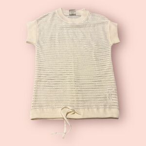 Varley Top Womens XXS Ivory Cream Corvallis Crochet Knit Crewneck Knit